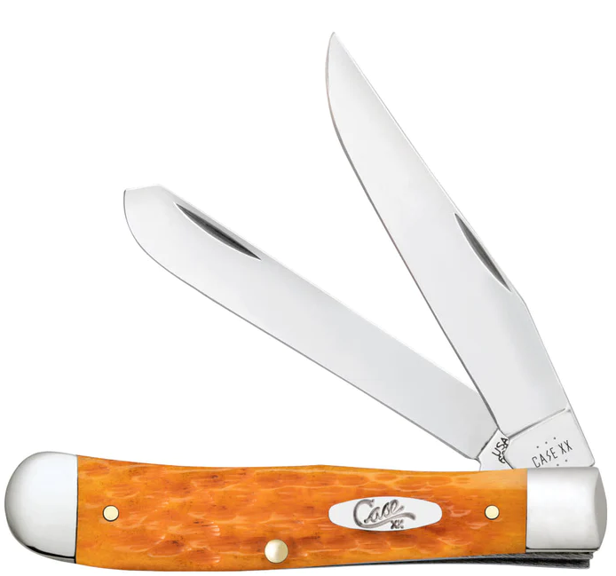 Peach Seed Jig Persimmon Orange Bone Trapper Pocket Knife - Utility and Pocket Knives